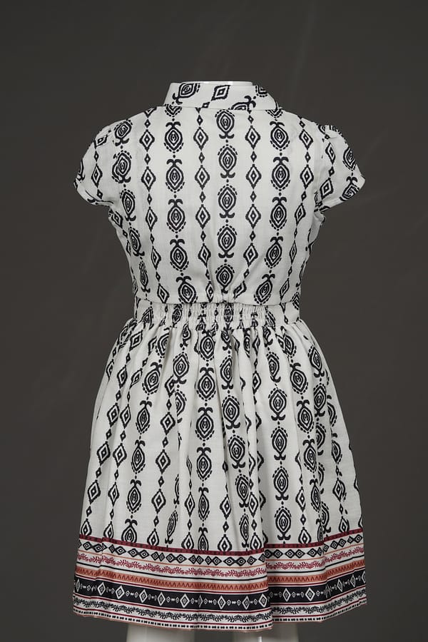 Tiny Baby Girls’ Black & White Tribal Print Cotton Dress – Elegant Ethnic-Inspired Casual Wear - Image 3