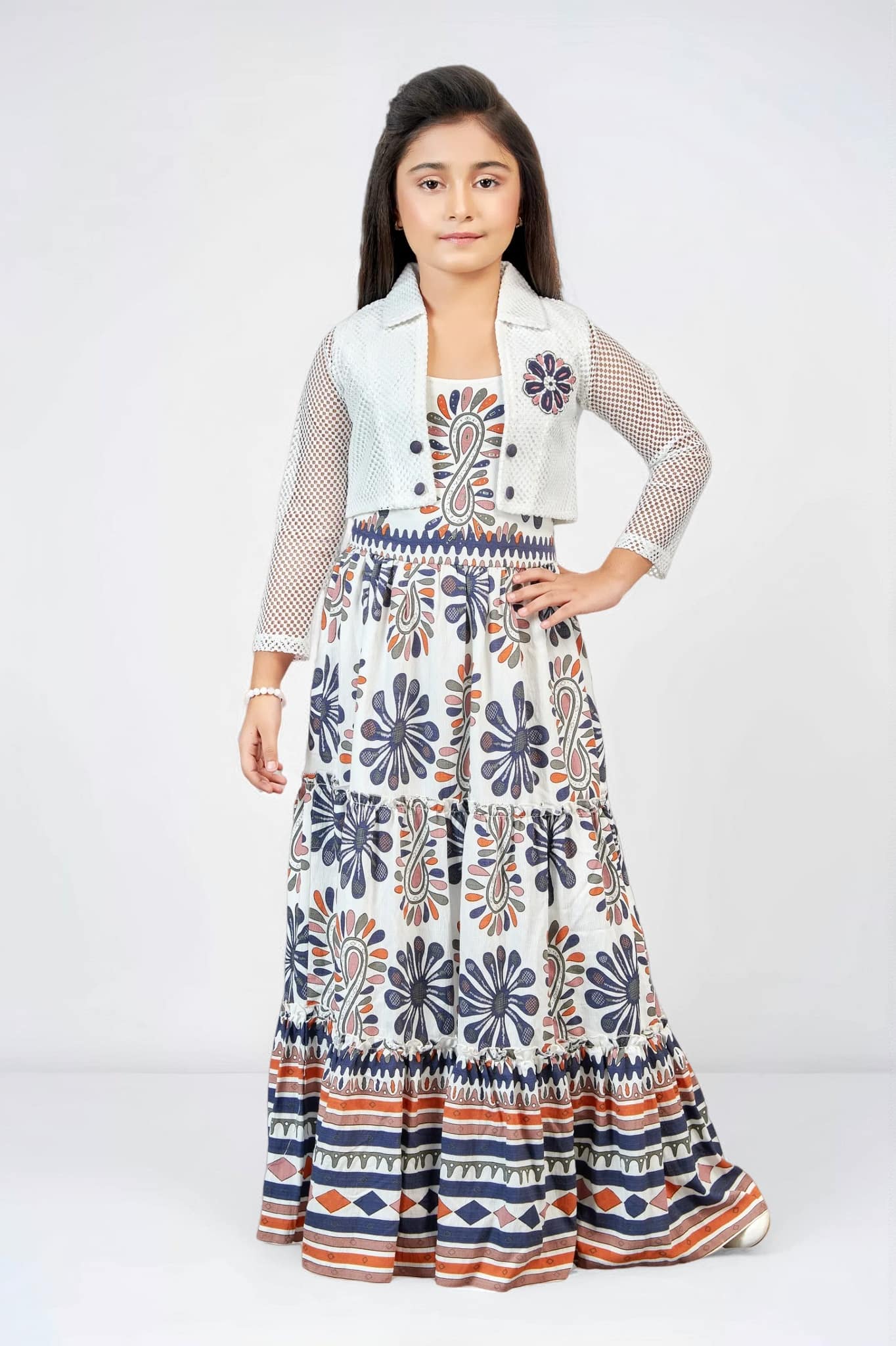 Girls Grey Maxi Dress & Jacket