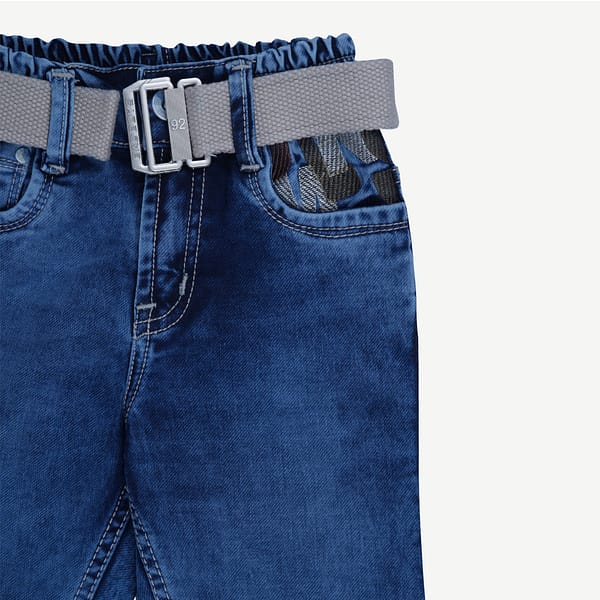 Boys Blue Denim Jeans with Adjustable Belt - Image 4