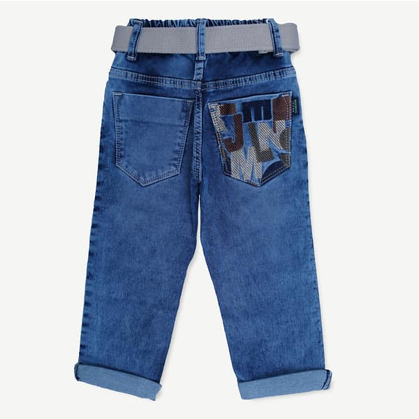 Boys Blue Denim Jeans with Adjustable Belt - Image 3