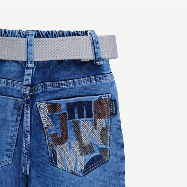 Boys Blue Denim Jeans with Adjustable Belt - Image 5